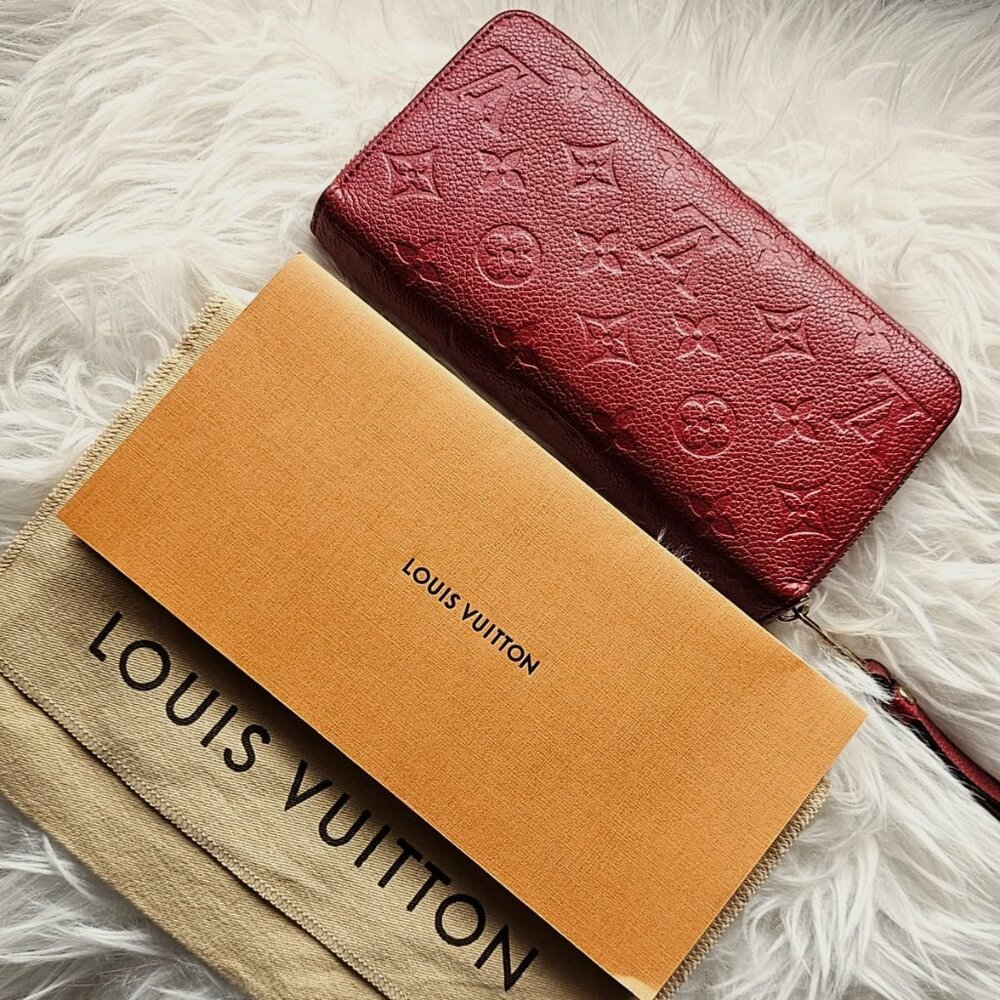 Louis Vuitton Red Zippy Wallet Monogram Empreinte Leather